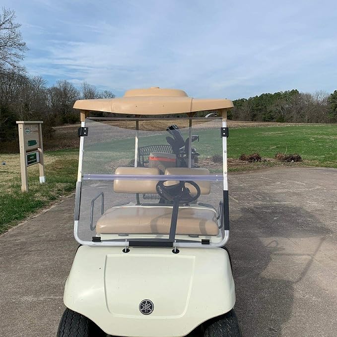 ECOTRIC Folding Down Clear Windshield for 2003-2006 Yamaha G22 Models Gas | or Electric Golf Cart