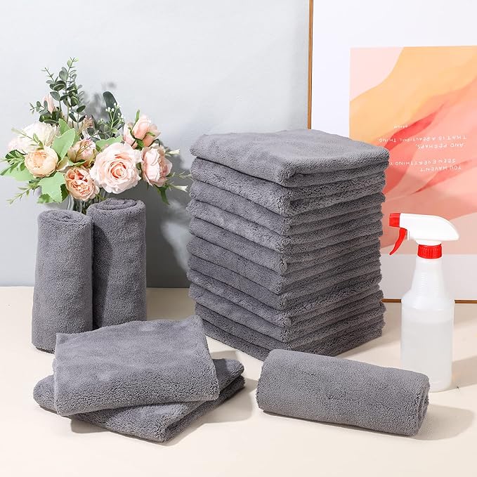 Shimeyao Edgeless Microfiber Plush Towels for Cars Detailing Drying Wash Polishing Absorbent Cleaning Cloths, 500 GSM