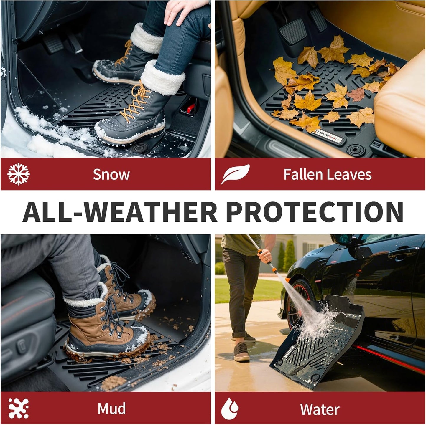 YITAMOTOR Floor Mats Fit Toyota Sienna 2021-2025 (Only for 7 Seat Without Spare Tire), Custom Fit TPE All Weather Car Liners for Toyota Sienna 1st, 2nd and 3rd Row and Trunk, Black