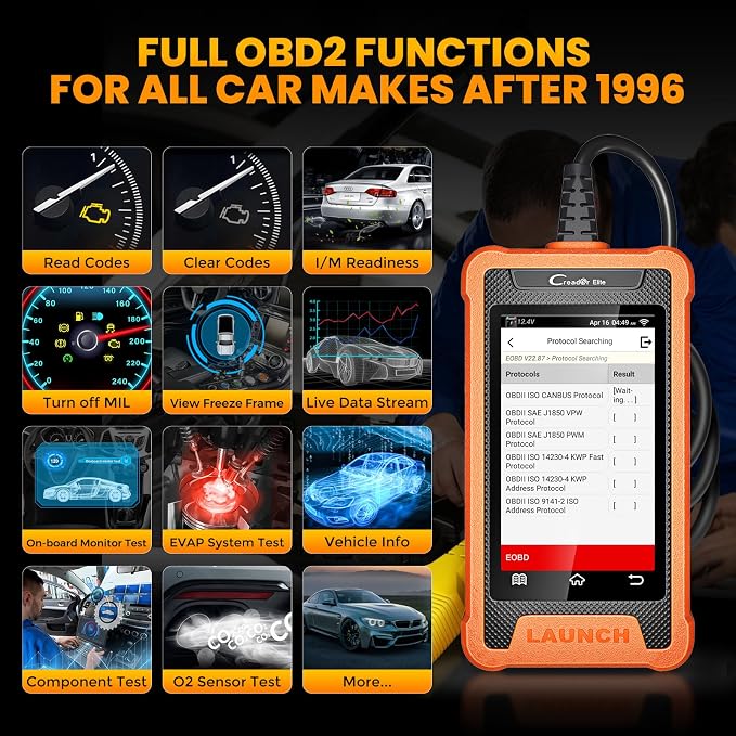 LAUNCH Creader Elite OBD2 Scanner Diagnostic Tool Fit for Audi Volkswagen Skoda Seat,Full System All Reset Bi-Directional Code Reader for VAG Vehicles,Active Test, ECU Code,Lifetime Update