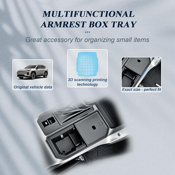 BIBIBO 3Packs for 2026 Toyota RAV4 Center Console Organizer 2026 Toyota RAV4(LE/SE/XLE Premium/Woodland/XSE/Limited) Console Insert Divider Secondary+ Cup Holder Inserts+Wireless Charging Mat
