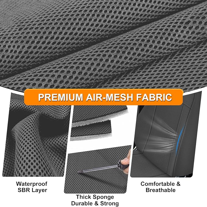 Front Bucket Seat Covers Compatible with 2013-2020 Dodge Ram Promaster Van, Armrest on Drivers Only, Breathable Automotive Cover Cushion Accessories, Charcoal