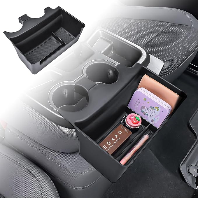 Front Cup Holder Storage Tray and Dash Storage Tray for 2019-2026 Chevy Silverado GMC Sierra 1500 & 2020-2026 2500HD 3500HD Accessories, (Jump Seat Split-Bench Only)