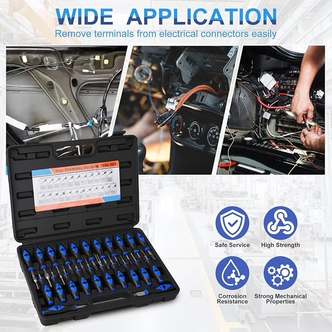 23PCS Universal Terminal Removal Tool Kit, Pin Electrical Terminal | Wire Connector Removal, Terminal Release Electrical Connector Removal Tool Kit for American Domestic and Imported Vehicles