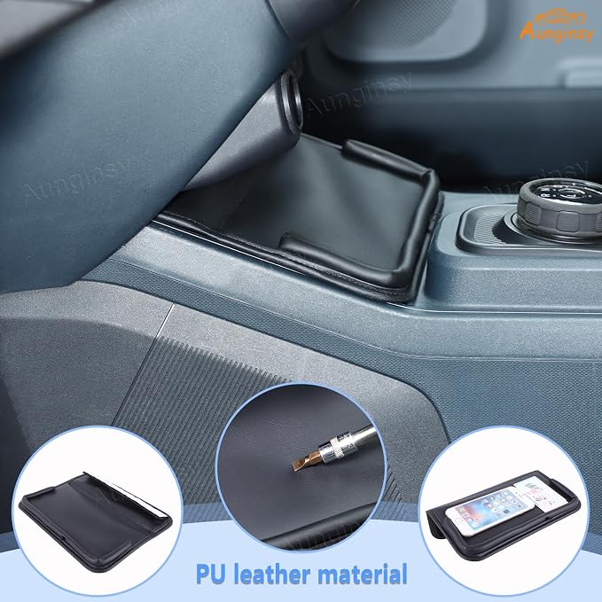 Aunginsy Center Console Shifter Storage Tray Cover Lid Compatible with Ford Maverick 2022 2023 2024 2025 2026, Car Gear Shift Organizer Tray Box Groove Insert Slot Cover PU Leather Accessories