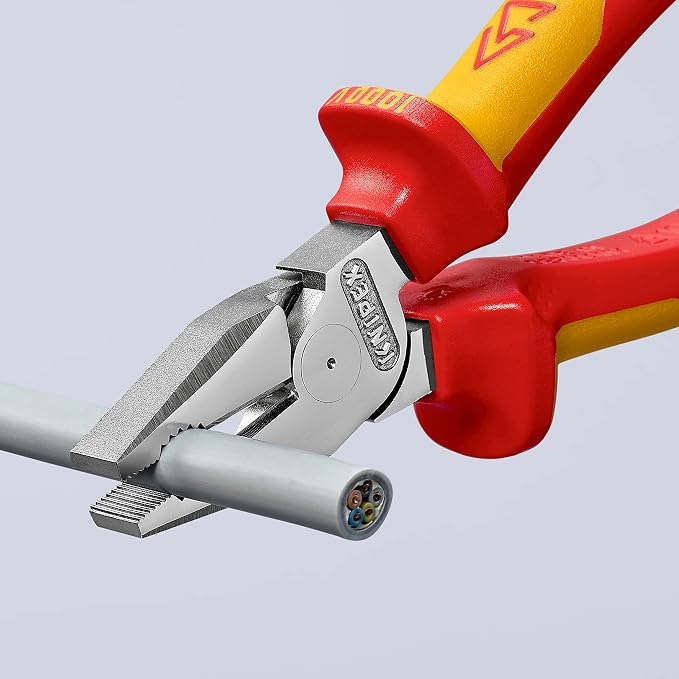 Knipex High Leverage Combination Pliers chrome-plated, insulated with multi-component grips, VDE-tested 180 mm (self-service card/blister) 02 06 180 SB