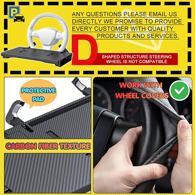 Carbon Fiber 2-in-1 Steering Wheel Tray Table & Car Seat Gap Filler Organizer | Foldable Adjustable Desk for Laptop, Eating & Work | Universal Car Office Accessories for Drivers, Women & Men