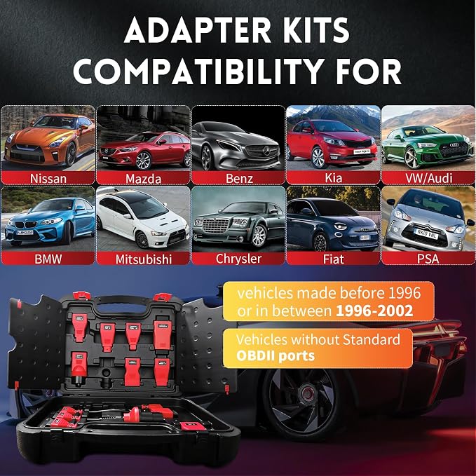 Autel OBD Adapter Kit with Blow-Molded Carrying Case, 11 Pcs OBD Connectors Compatible with All Autel Scanner Tablet Device