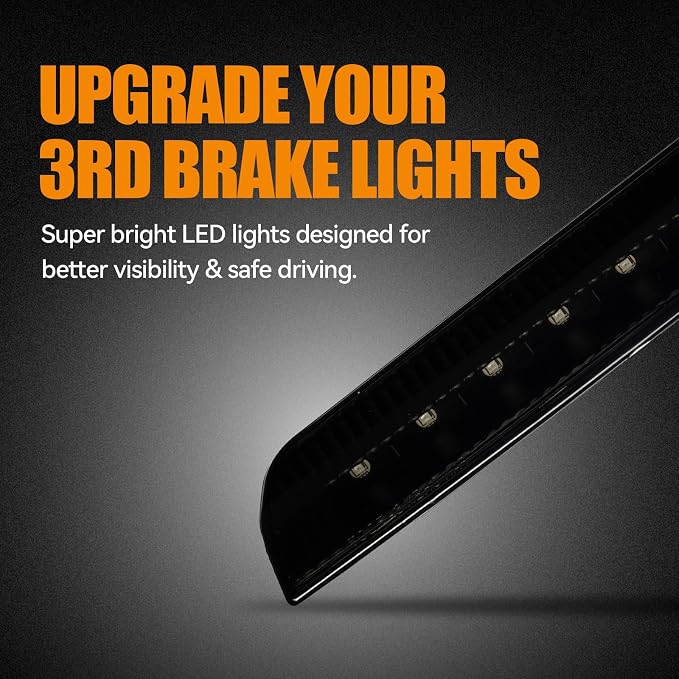 Third 3rd Brake Light LED for 2014-2019 Nissan Rogue, High Mount Rear Brake Lights Assembly for 14-19 Nissan Rogue, Waterproof Center Cab Lamp Stop Light (Black)