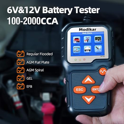 6V 12V Car Battery Tester, 100-2000 CCA Alternator Tester, BT705 | Automotive Battery Load Tester, Digital Battery Checker for Car SUV Motorcycle Golf Carts Lawn Mower Marine RV and Truck