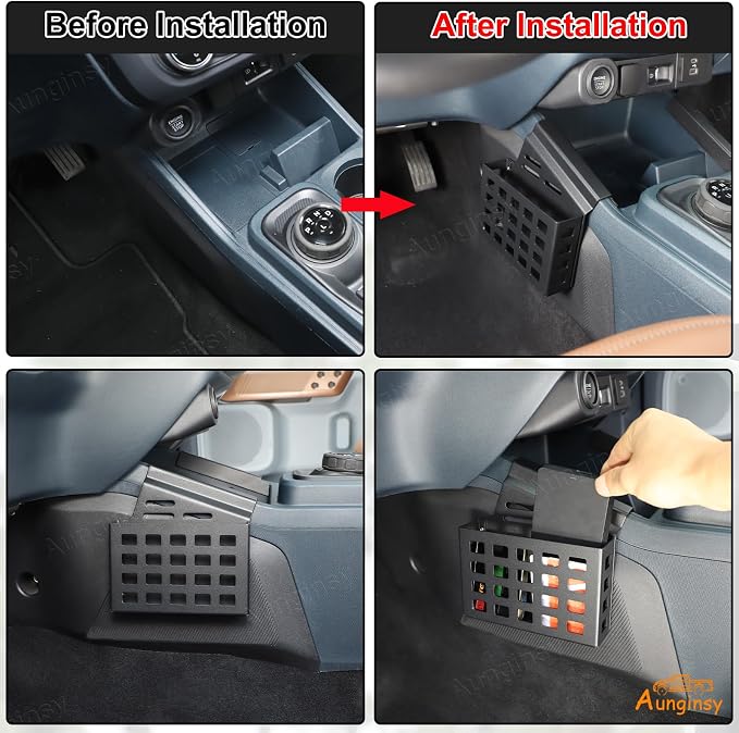 Aunginsy Center Console Left Side Gear Shift Storage Box Basket Compatible with Ford Maverick 2022-2025 Center Console Organizer Tray Side Gear Shift Armrest Storage Box Basket Interior Accessories