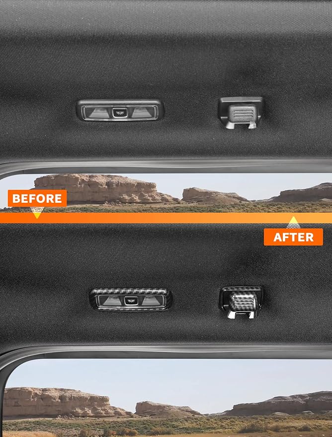 Savadicar 5-Piece Overhead Interior Trim Set for 2021-Present Ford F150, Carbon Fiber Finish Roof Overlay Accent, Interior Decorative Accessories