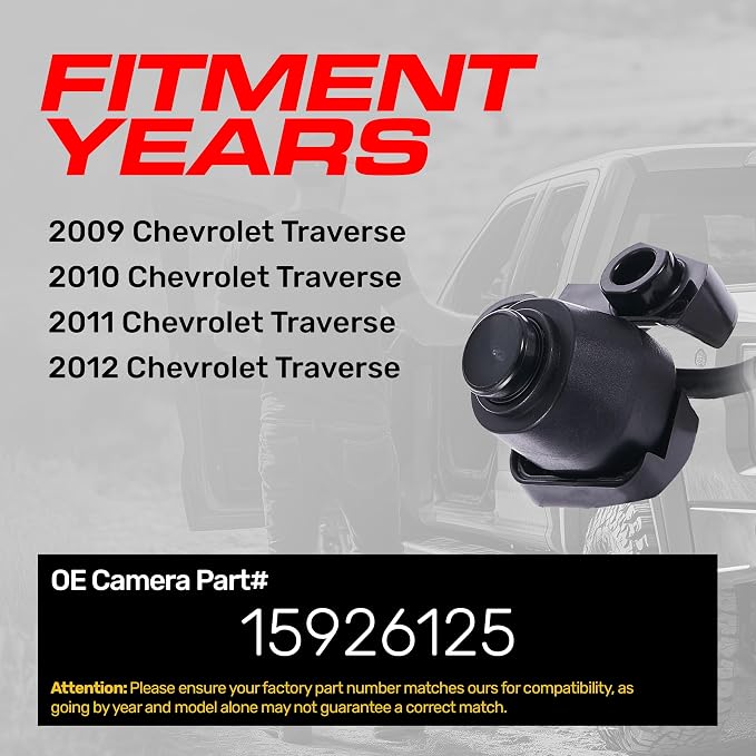 Master Tailgaters Replacement for Chevrolet Traverse (2009-2012) Backup Camera OE Part # 15926125