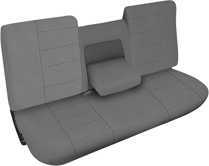 Truck Seat Cover Compatible with 1987-1991 Ford F150 Front Bench with Opening Armrest and Molded Headrest, Charcoal