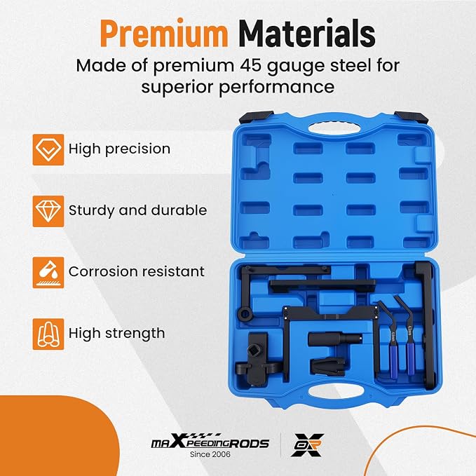 maXpeedingrods For Detroit Diesel DD15 DD16 Engine Brake Adjustment + Camshaft Timing Tool + TDC Locating Pin + Barring Tool + Fuel Line Socket, Replace# W470589104000 W470589001500, 9PCS