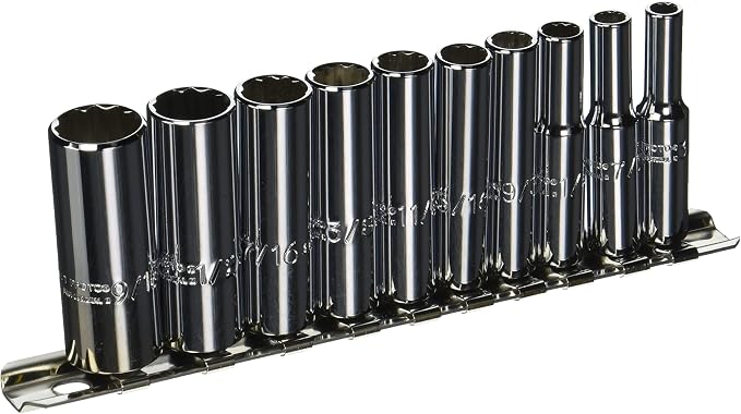 Stanley Proto J47100 10 Piece 12 Point 1/4" Drive Deep Socket Set