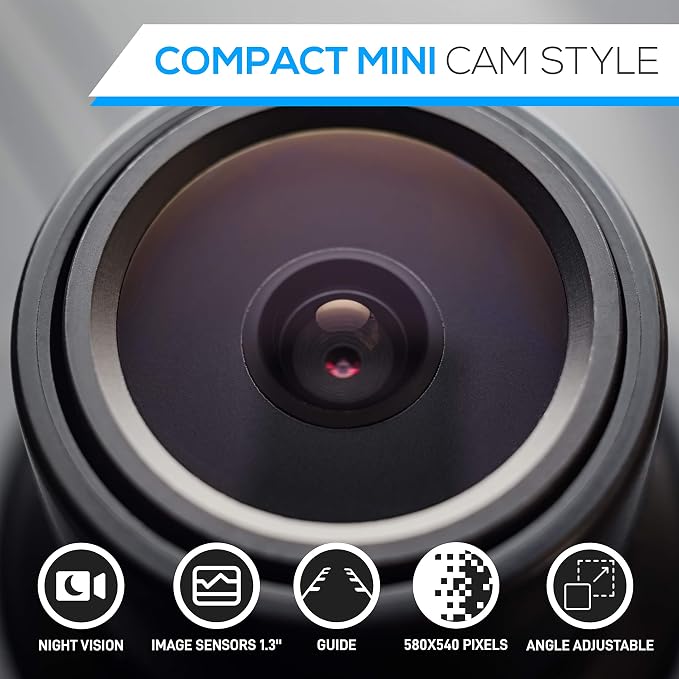 Pyle Universal Front and Rear Dash Camera - 580 x 540 Pixels Compact Mini Car Backup Camera with Night Vision, Waterproof IP-68, 170° Adjustable Viewing Angle, Reverse & Rearview Parking Assistance