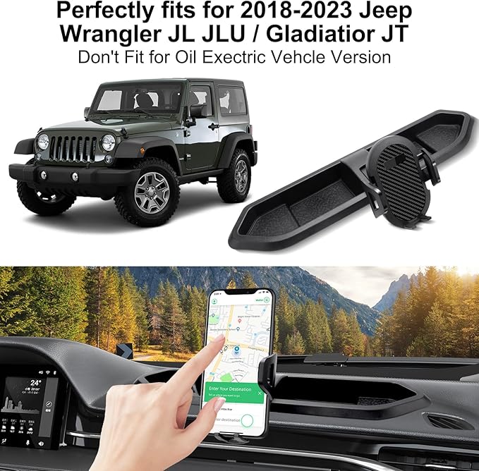 Kaishengyuan Phone Mount for 2018 2019 2020 2021 2022 2023 Jeep Wrangler JL JLU & Gladiator JT & Truck Bed Net Elastic Cargo Net Stretchable Mesh Organizer for Pickup, Suitable for Daily Light Loads
