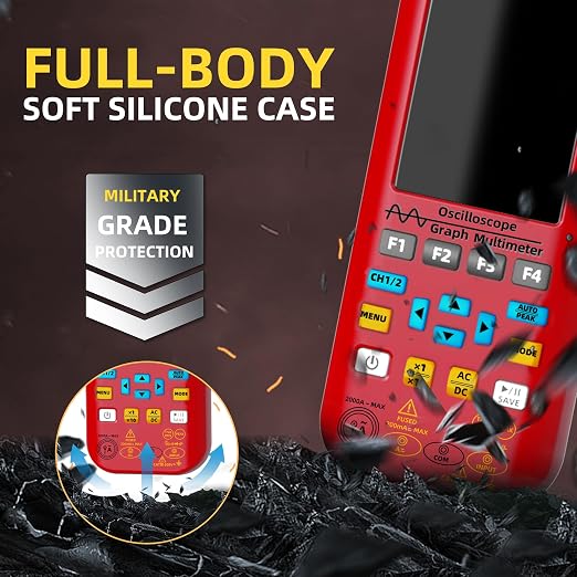 BSIDE Dual Channel Oscilloscope Multimeter, 50MHz Bandwidth 3.98" Full-Viewing TFT LCD DDS Generator, Measure Flexible AC Current Clamp Temp Capacitance Diode Voltage with 5000mAh Rechargeable Battery