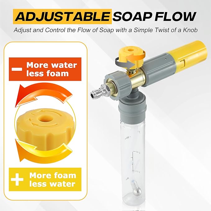 M MINGLE Mini Foam Cannon for Pressure Washer, Magnetic Foam Cannon with Dual Connector, Undiluted Foam Blaster with 5 Nozzle Tips, 1/4 Inch Quick Connect