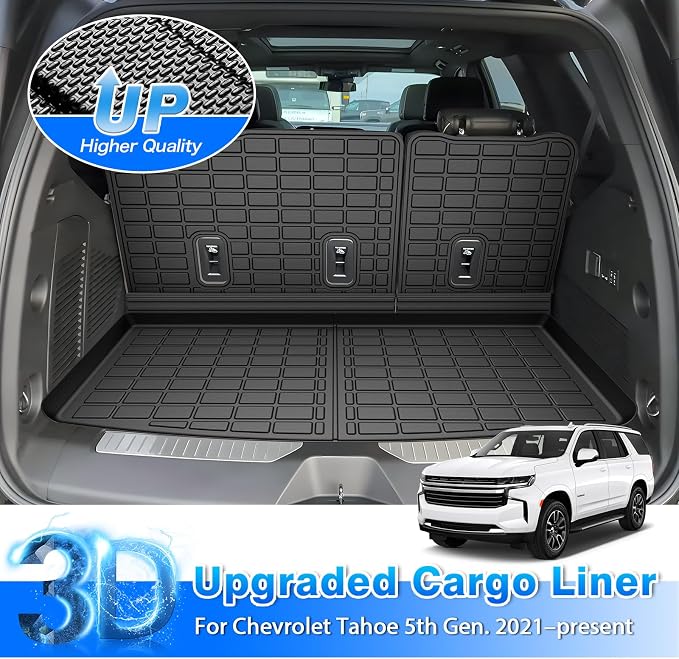 Tahoe Cargo Liner - Trunk Mat for Chevy Tahoe/GMC Yukon (Not Fit XL) 2021-2026, All Weather Cargo Mat for Tahoe Accessories, Heavy Duty Car Mats, Car Accessories