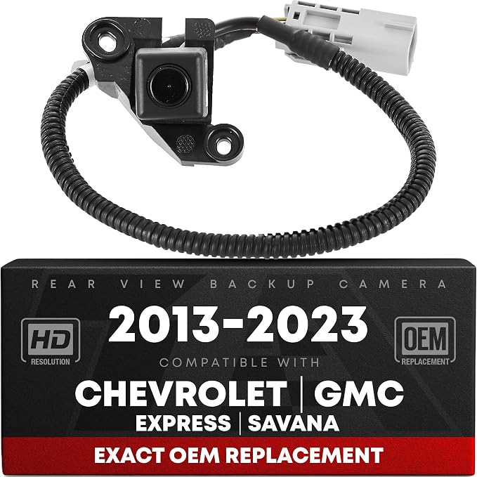 Rear View Backup Camera, Reverse Park Assist - Compatible with 2013-2023 Chevrolet Express, 2013-2023 GMC Express, 2013-2023 GMC Savana - OEM 23140731.0, GM1960118