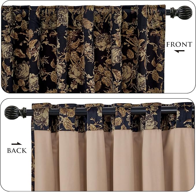 StangH Gold Velvet Curtains 90 inches, Vintage Floral Home Decor Heavy Thick Privacy Thermal Insulated Window Drapes for Living Room/Bedroom/Office, W52 x L90, 2 Panels
