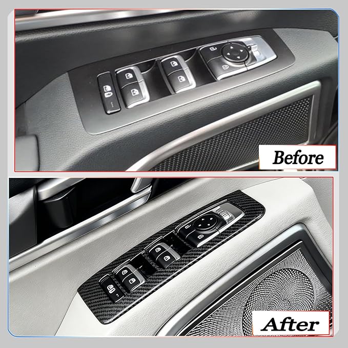 Window control panel cover,For Kia Telluride 2020 2021 2022 2023 2024 2025 2026, power windows trim - Carbon Fiber Accessories(For SX, SX-Prestige X-Line, SX-Prestige X-Pro, SX-Prestige, X-Line)