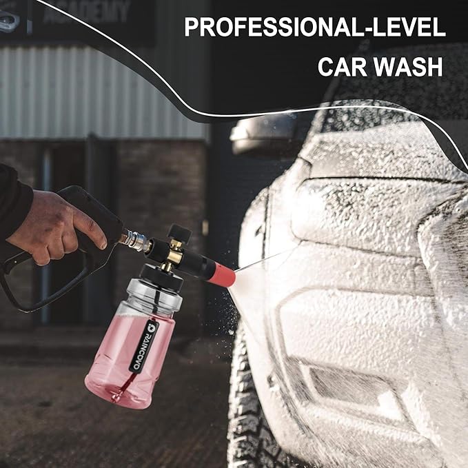 Raincovo Foam Cannon Wide Mouth for Pressure Washer, Thick Snow Foam Lance for Car Wash, Additional 1.1mm Orifice Nozzle, Pressure Washer Nozzles Tips Set, 7 Pack
