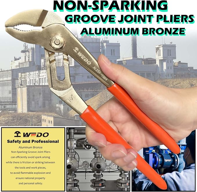 WEDO 12"Groove Joint Pliers,Tongue-and-Groove Pliers,Aluminum Bronze,Length 300mm,Max jaw opening 55mm,DIN Standard, BAM & FM Certificate