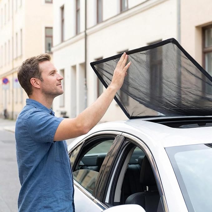 Magnetic Car Sunroof Shade Breathable Mesh, Car Window Shades for Camping, Sunroof Cover UV & Bug Protection, Car Camping Essentials for SUV Jeep, Quick Install Awning Side Windows Cover (49×39 inch)