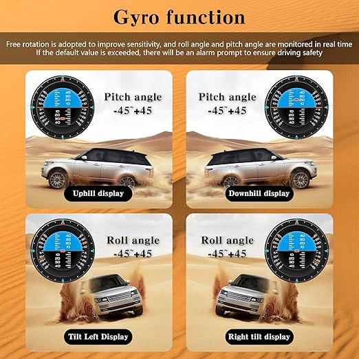 MH Obd2 Gauge Display Heads Up Display 4.3-inch TFT LCD Screen Multi-Function Digital HUD Gauge Cluster with Speed RPM Boost for All Car