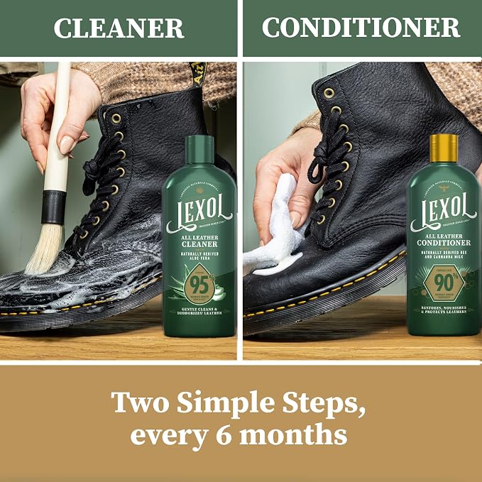 Lexol All Leather Care Kit - 5-Piece Natural Leather Cleaner & Conditioner with Aloe Vera, Bee Milk, Cloths & Brush for Car Seats, Furniture, Jackets, Bags & Boots, Gift for leather lovers
