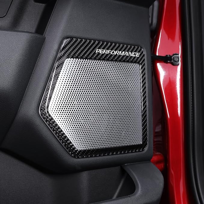 BETTERHUMZ Door Speakers Frame Trim Cover Sticker for Ford F150 2021 2022 2023 2024 2025 Carbon Fiber Interior Accessories (Black)