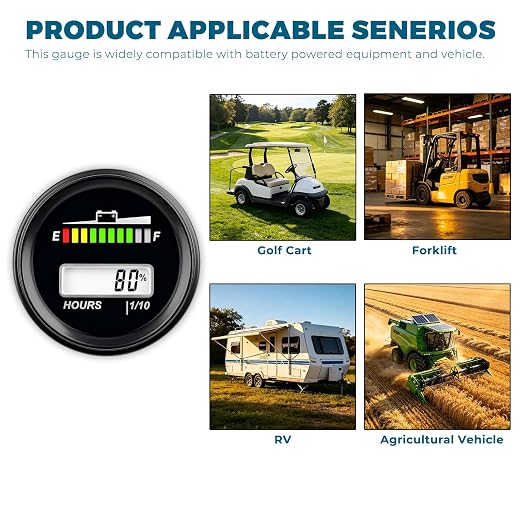 Runleader RL-BI069A DC 8V-80V Battery Indicator & Voltage Meter, Hour Meter | LED & LCD Display for Trojan AGM LiFePO4 Lead Acid GEL Lithium Batteries, Fits Golf Cart Forklift Trailer Farm Vehicle