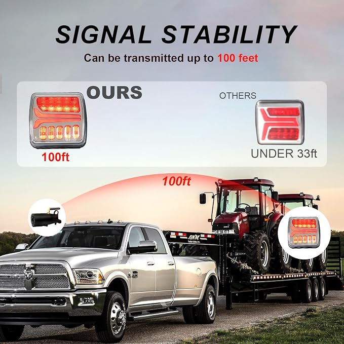 Agrieyes Halo Wireless Trailer Lights, 2 Mounting Options Magnetic Trailer Light for Towing, Portable LED Tow Lights Kit for Trucks, Boat, RV Silver and Red
