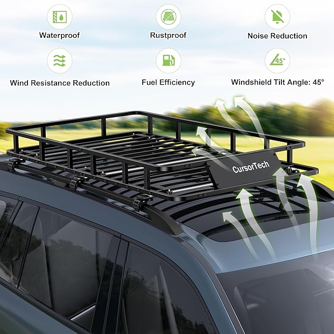 Roof Rack Basket 64" x 39" Heavy Duty Rooftop Cargo Basket 300 lbs Capacity Steel Roof Rack Cargo Baskets Luggage Holder Rack for SUV Truck Car Travel Camping Storage