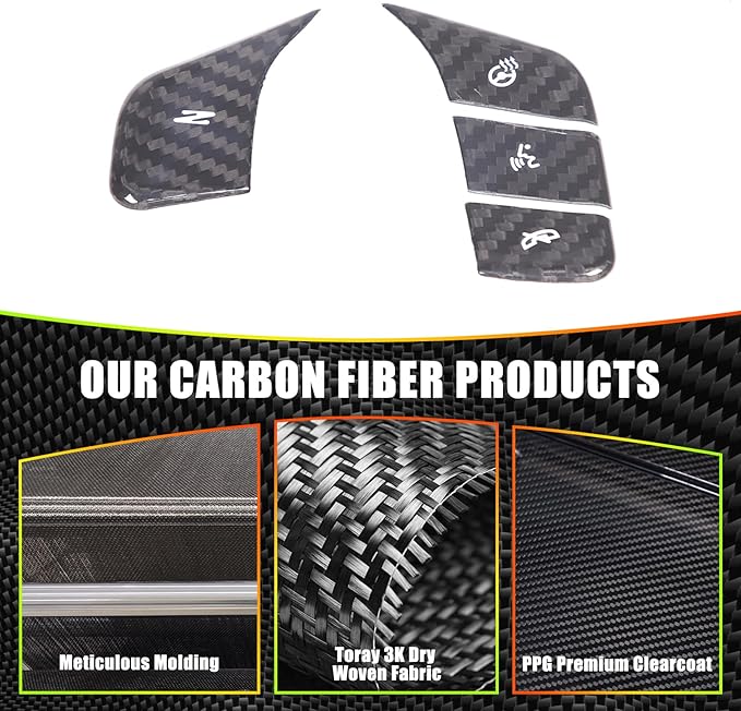 Fit for Corvette C8 2020-2024 Hard Carbon Fiber Central Control Steering Voice Button Sticker with Heated Button Protection Frame Molding Sticker Trim Interior Decal C8 Corvette Accessories (Black)