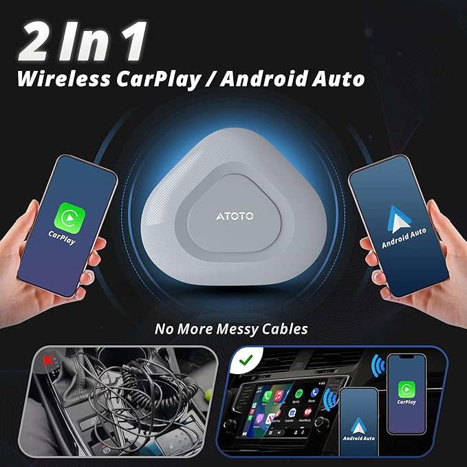 2-in-1 Wireless CarPlay & Android Auto, Magic Box - Convert Wired to Wireless CarPlay, Plug & Play, Easy Setup