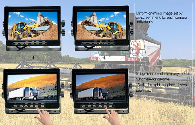 7" AHD 1080P Wired Reverse Rear View Backup Camera System,Guide line,IP69K Waterproof Camera, Night Vision, Vibration-Proof 10G for Tractor/Truck/Cargo Van/Excavator/Skid Steer/Heavy Equipment