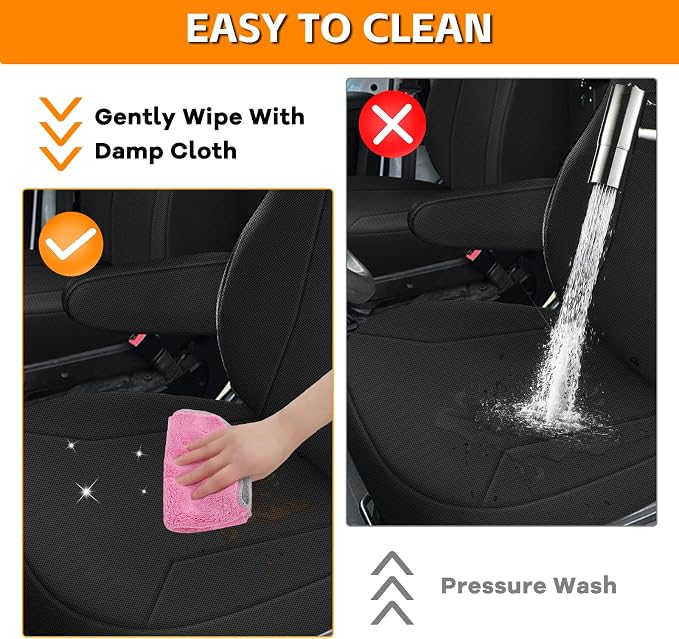 Front Bucket Seat Covers Compatible with 2013-2020 Dodge Ram Promaster Van, Armrest on Drivers Only, Breathable Automotive Cover Cushion Accessories, Black