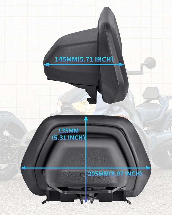 1Up Driver Backrest for Can-Am Ryker, Driver Lumbar Support Sport Driver Backrest Kit for Can Am Ryker 600 900 & Ryker Rally 2019-2024 Accessories (1PCS, Replace #219400960)