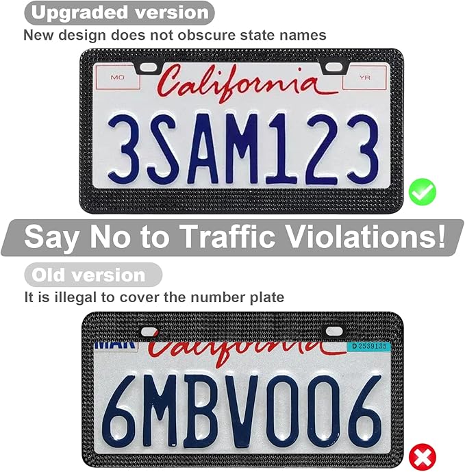 QUANQIUFEI Bling License Plate Frames for Women, Sparkly Rhinestone Diamond Car Accessories with Glitter Crystal Caps (1 Pack Black)