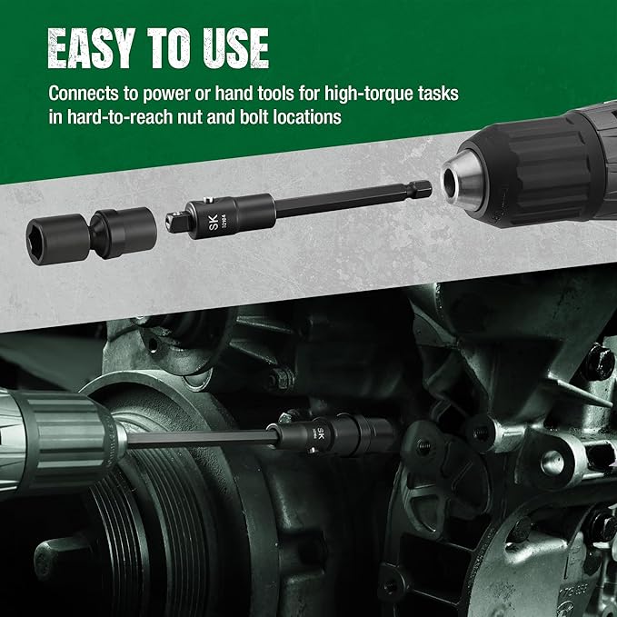 SK Tools USA 1/4" Drive, 3 Piece, Power Drive Locking Extension Set: 2", 4", 6" | 32160