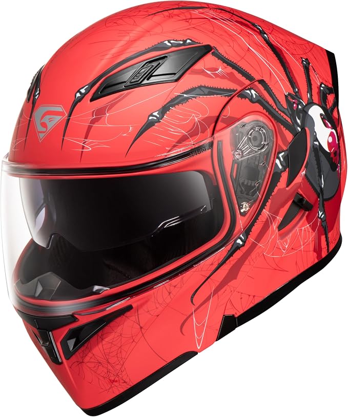 KYPARA Motorcycle Dual Visor Flip up Modular Full Face Helmet with DOT Certification of Impressionism