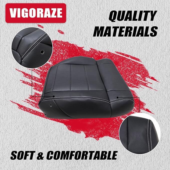 Front Driver & Passenger Side Bottom Replacement Leather Seat Covers Black #ALX9 Compatible with Jeep Wrangler JK Sahara Rubicon Sport X-S Islander Mountain Unlimited 2008 2009 2010 2011 2012
