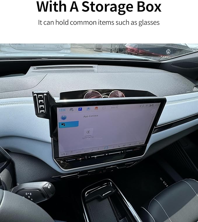 Wireless Charging Car Phone Holder for Volkswagen ID.4 2024-2026 / ID.Buzz 2025-2026, 12.9" Screen Fixed Clip, 360° Rotation Car Phone Mount Compatible with MagSafe