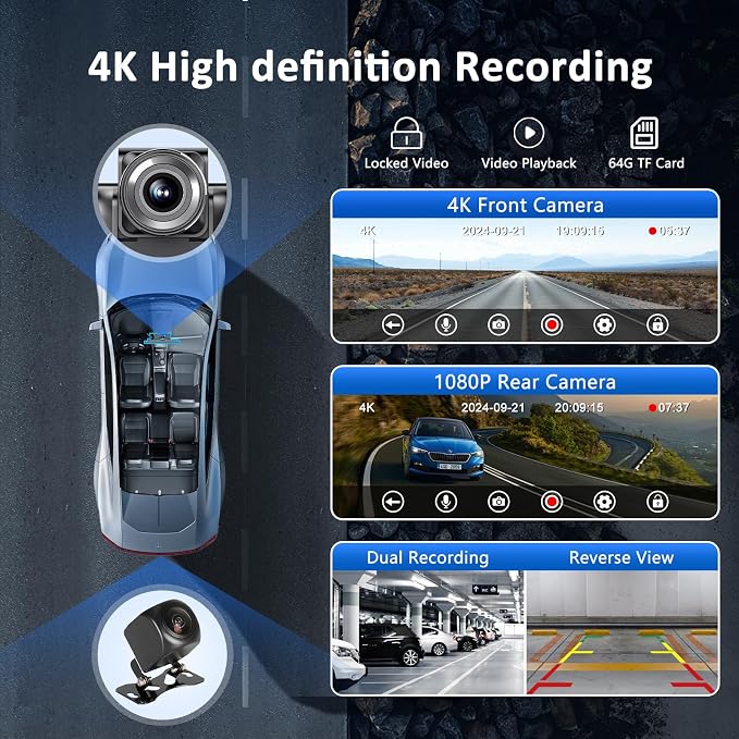 Apple carplay & Android Auto,Wireless Double din 10.26 inch Dash Cam with Front Camera and Backup Camera.GPS Navigation,Mirror Link/Voice Control/Bluetooth for Car RV Pickup Bus Trailer.etc