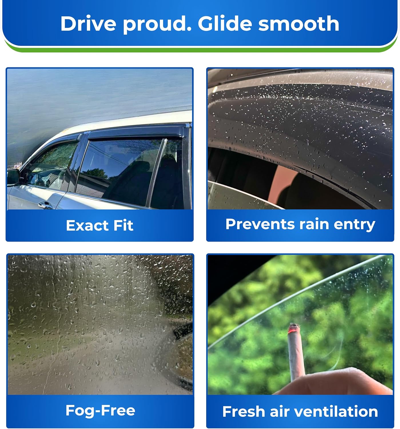 KPY Window Visor Compatible with Toyota Corolla Sedan 1993-1997, 4PC Rain Guard Side Window Vent Deflectors Tape-On Mugen Style, 1993 1994 1995 1996 1997