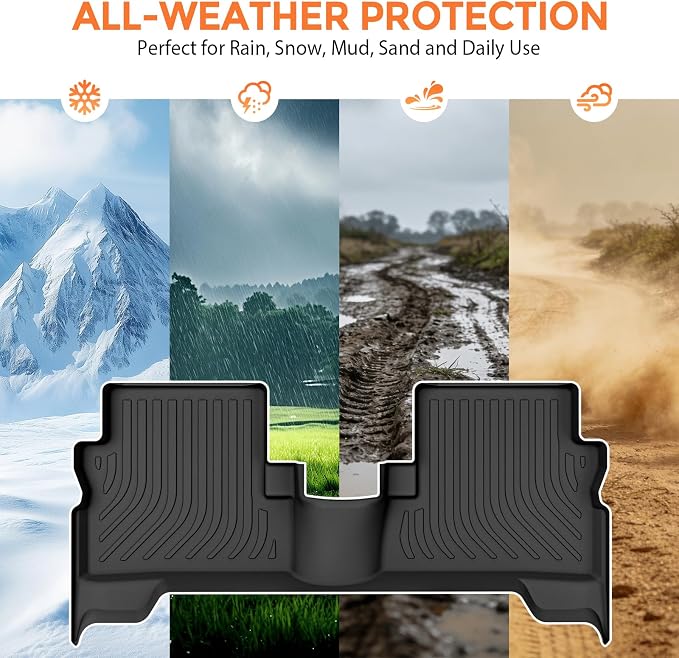 Floor Mats for Ford Escape 2013-2019 and for Ford C-max 2013-2018, Custom Fit Heavy Duty TPE All Weather Protection, Waterproof Non-Slip Black Car Liners for Front & Rear (Two-Row Floor Mats)